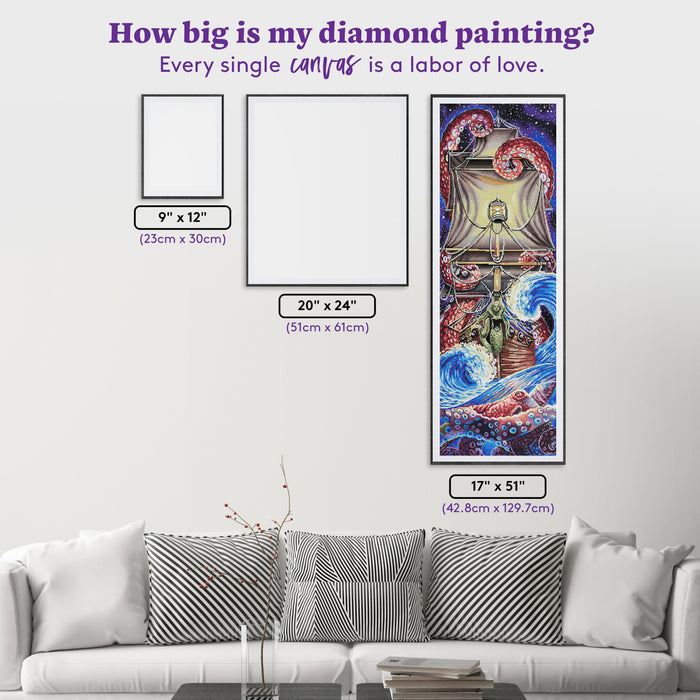 Diamond Painting Kraken #1 17" x 51" (42.8cm x 129.7cm) / Square With 64 Colors Including 5 ABs / 89,612