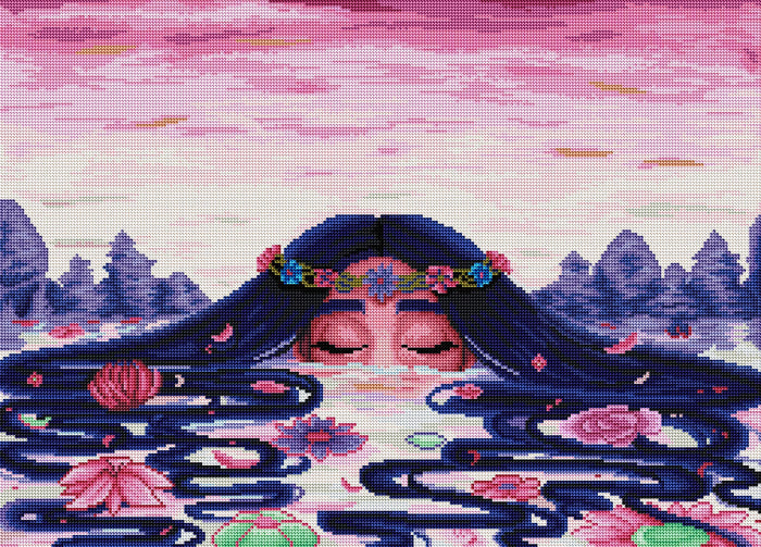 Diamond Painting Lac 28" x 20″ (71cm x 51cm) / Round With 42 Colors Including 4 ABs / 45,612