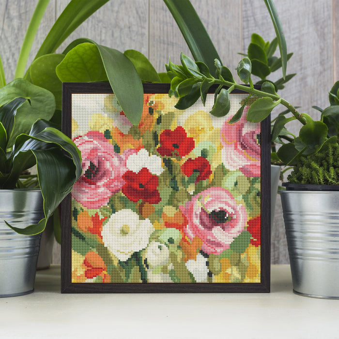 Diamond Painting Lea's Garden 13" x 13" (33cm x 33cm) / Round with 56 Colors including 3 ABs and 3 Fairy Dust Diamonds / 14,400