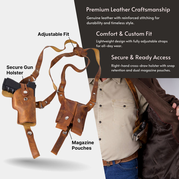 DS Conceal Leather Shoulder Holster - Lady Conceal Leather Firearm Accessories - Gifts for Gun Owners - Western Gun Holster