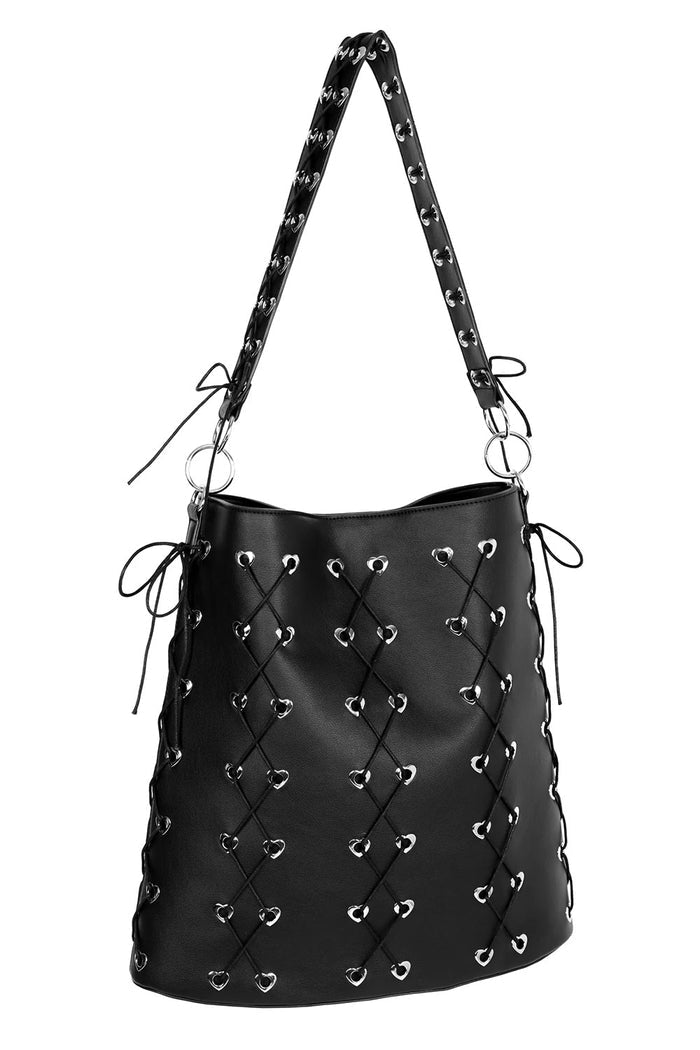 oversized heart eyelet lace-up corset handbag