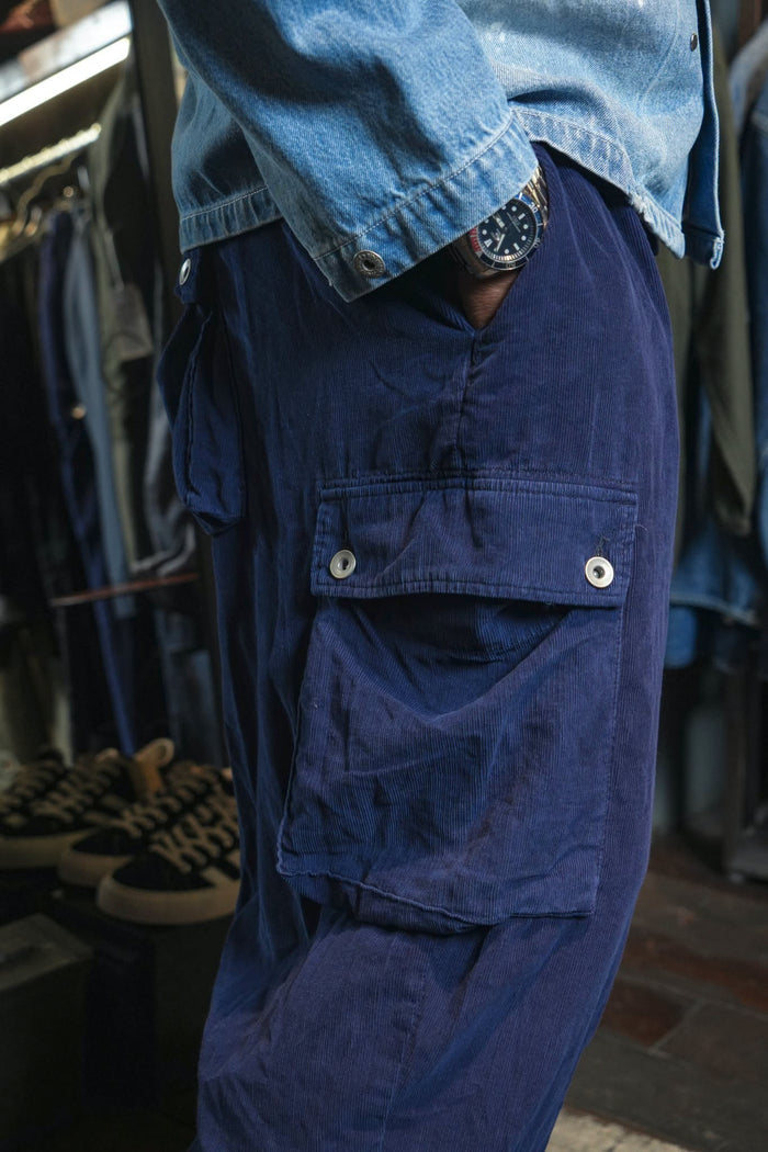 LIGHT INDIGO CORDUROY BALOON MONKEY PANTS - INDIGO