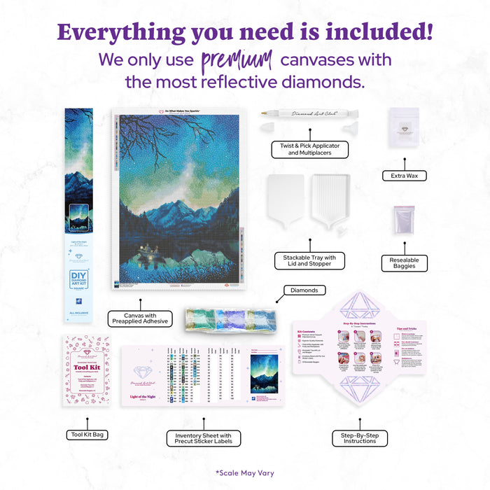 Diamond Painting Light of the Night 25.6" x 35.8" (65cm x 91cm) / Square with 45 Colors including 3 ABs and 1 Fairy Dust Diamond / 95,265