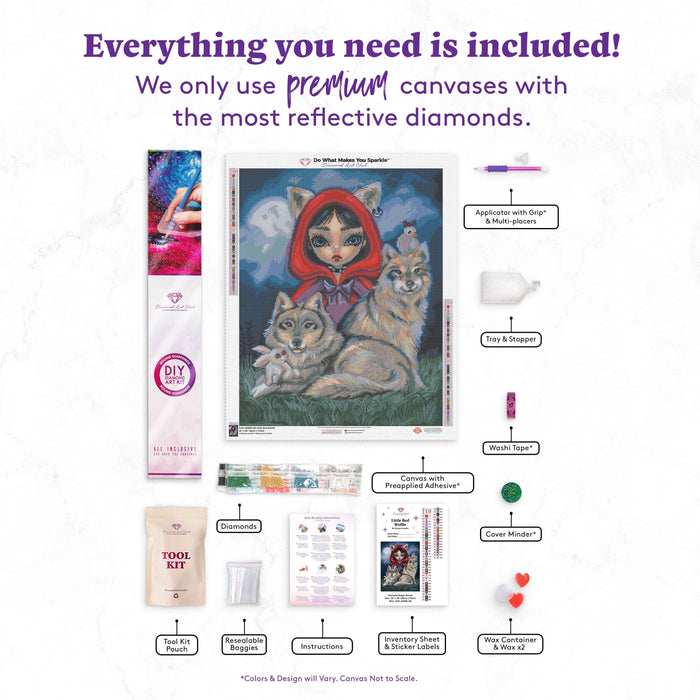 Diamond Painting Little Red Wolfie 22" x 28" (56cm x 71cm) / Round with 51 Colors including 2 ABs / 50,148