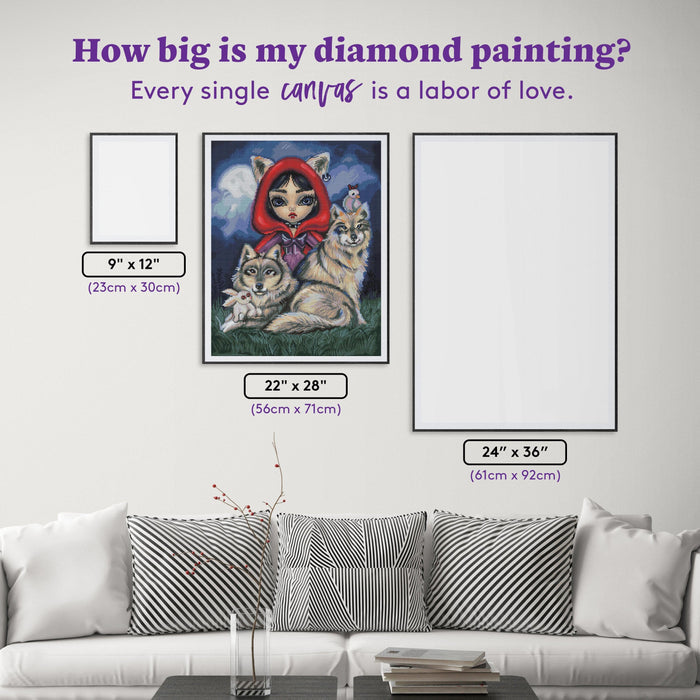 Diamond Painting Little Red Wolfie 22" x 28" (56cm x 71cm) / Round with 51 Colors including 2 ABs / 50,148