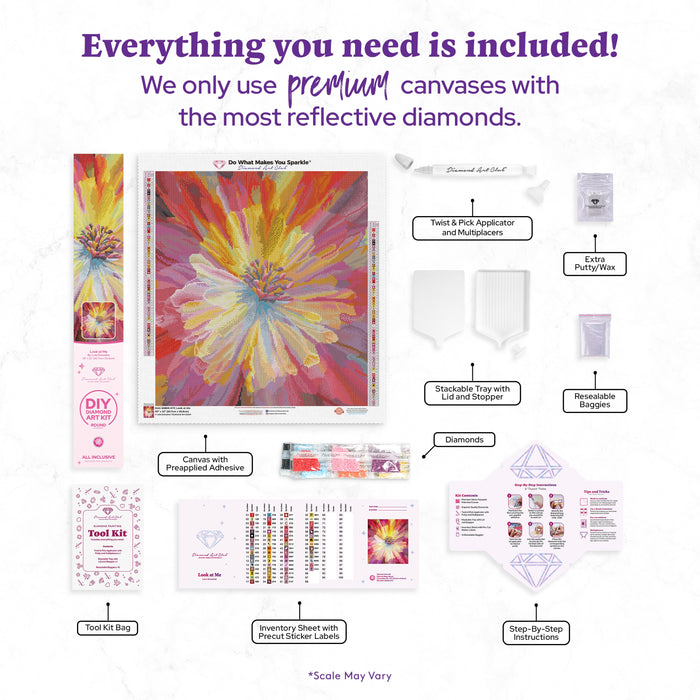 Diamond Painting Look at Me 20" x 22" (50.7cm x 55.8cm) / Round with 65 Colors including 2 ABs and 2 Fairy Dust Diamonds / 36,019