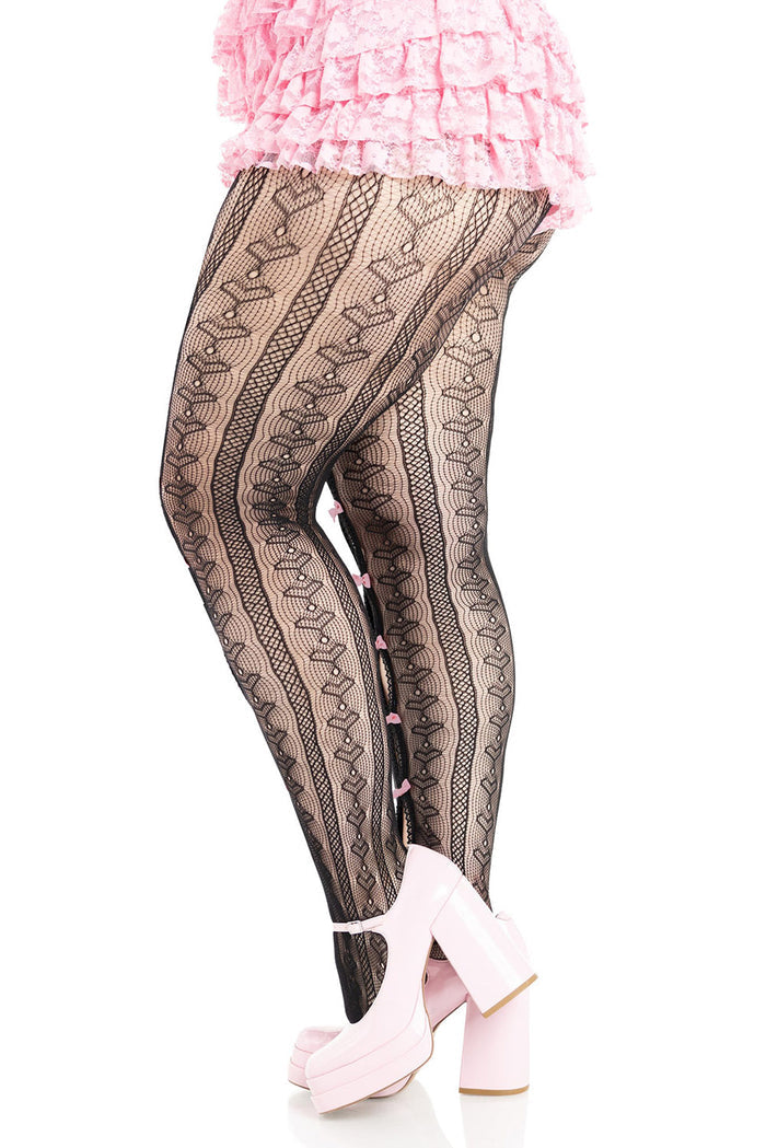 black and pink womens plus size gothic coquette tights
