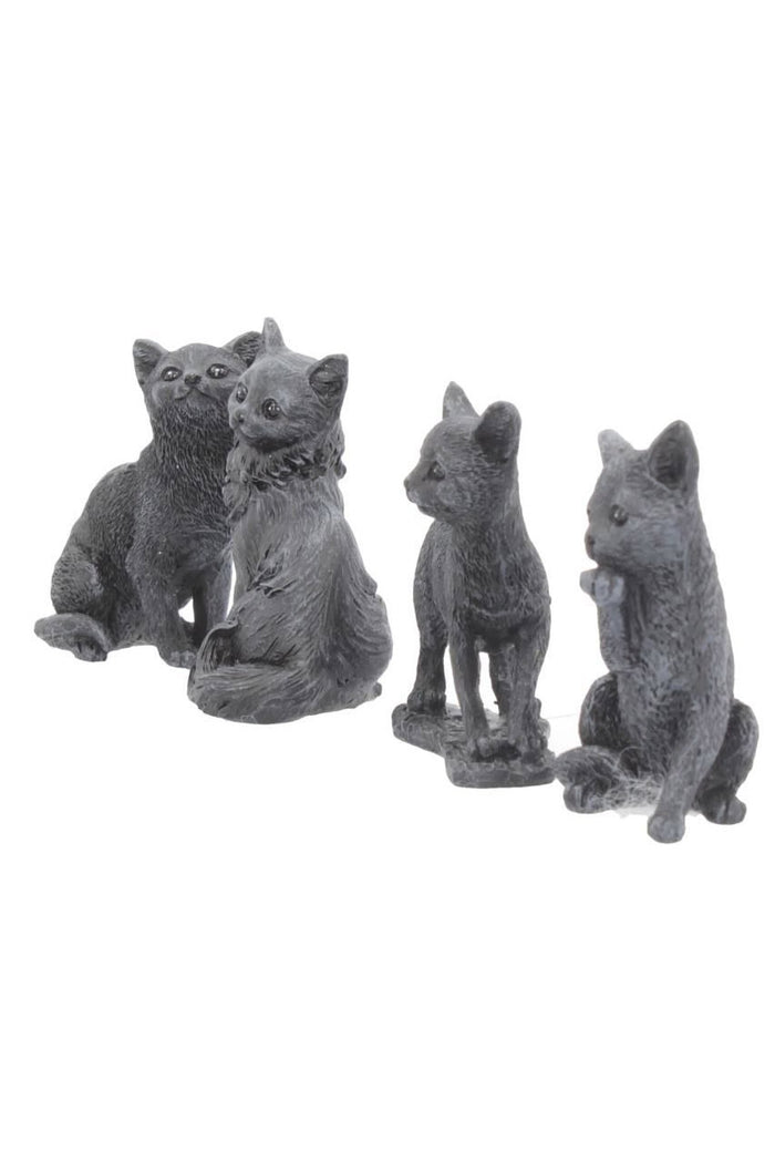 gothic cat statue set