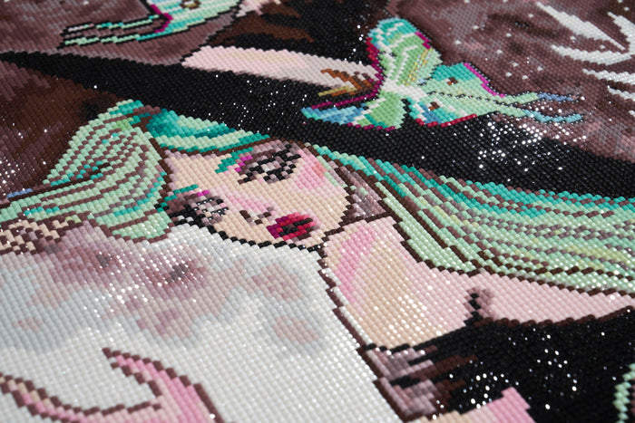 Diamond Painting Luna Moth Witch 22" x 30" (55.8cm x 76cm) / Square with 40 Colors including 1 AB Diamonds and 2 Fairy Dust Diamonds / 68,320