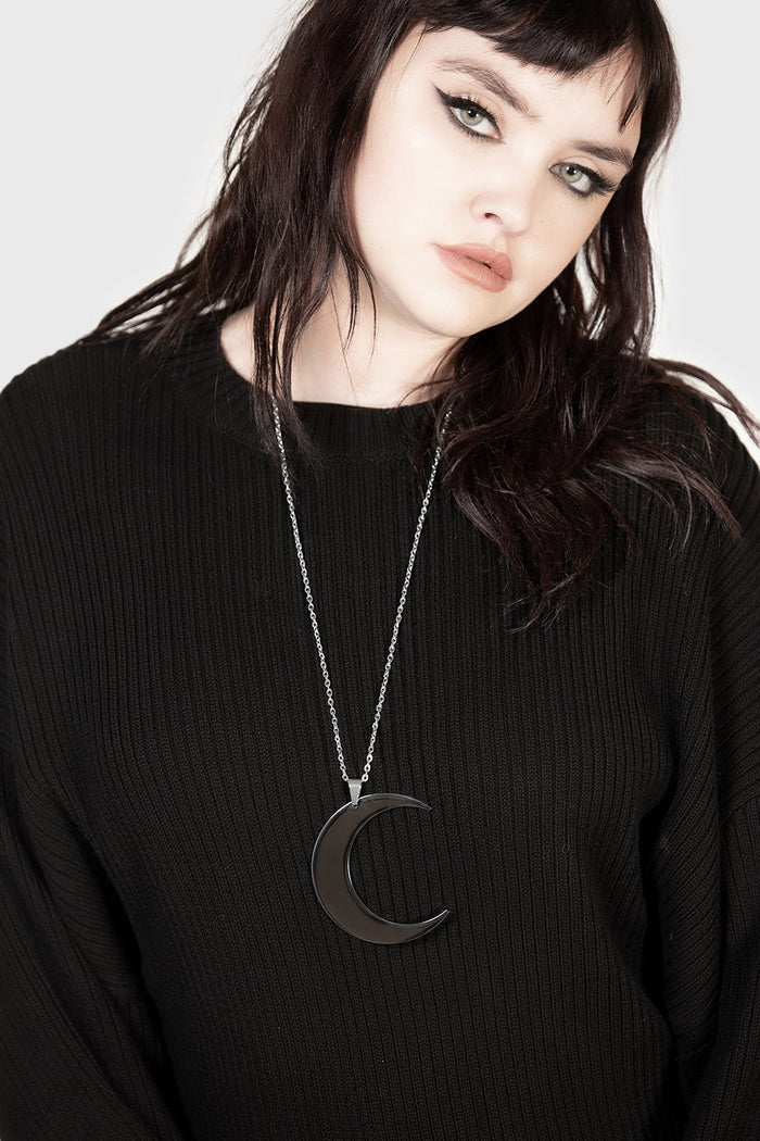 gothic crescent moon necklace
