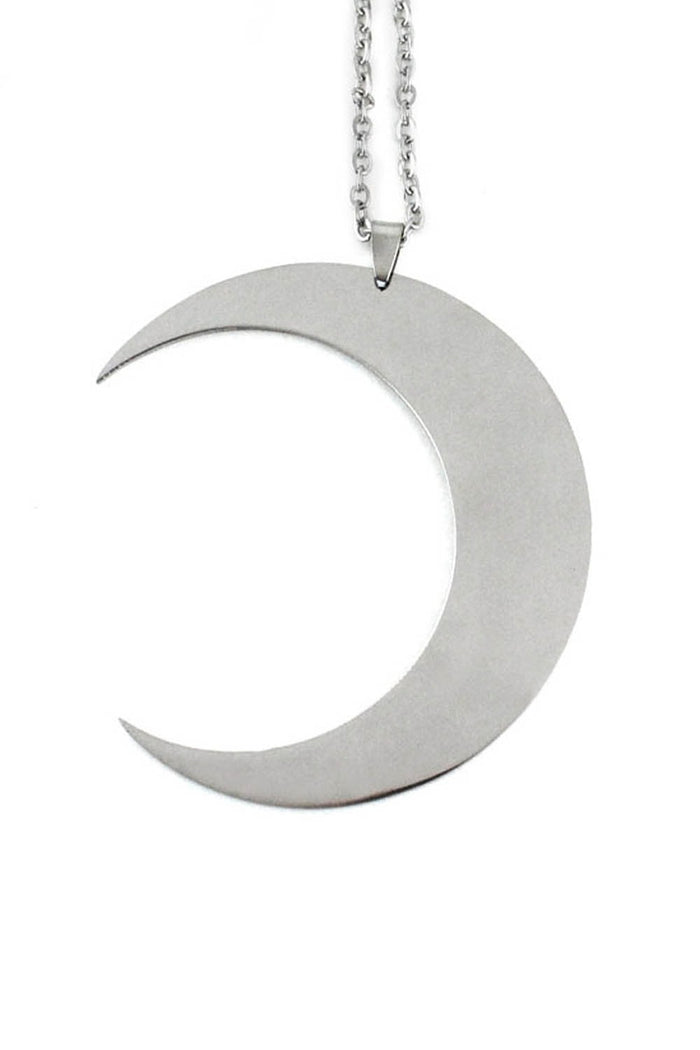 oversized chunky crescent moon necklace on chain
