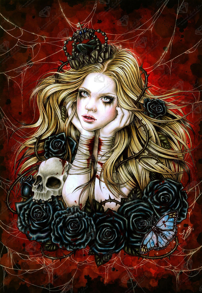Diamond Painting Mad Queen Alice 20" x 29" (50.8cm x 73.7cm) / Square with 55 Colors including 5 ABs and 1 Fairy Dust Diamonds / 60,384
