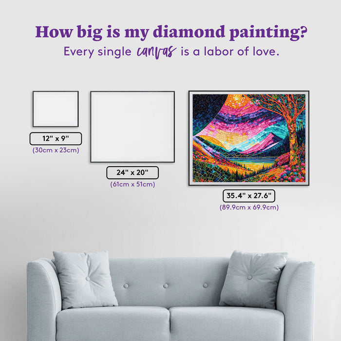 Diamond Painting Magic Land Mosaic Landscape 35.4" x 27.6" (89.9cm x 69.9cm) / Square with 56 Colors including 1 AB and 1 Frosted Diamond and 4 Fairy Dust Diamonds / 101,441