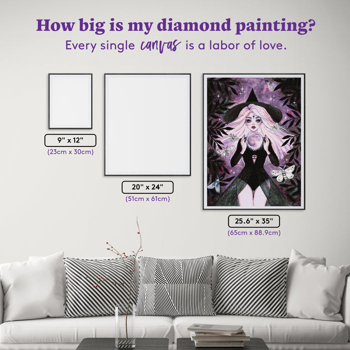 Diamond Painting Magic Moon Witch 25.6" x 35" (65cm x 88.9cm) / Square with 49 Colors including 2 ABs and 3 Fairy Dust Diamonds / 93,177