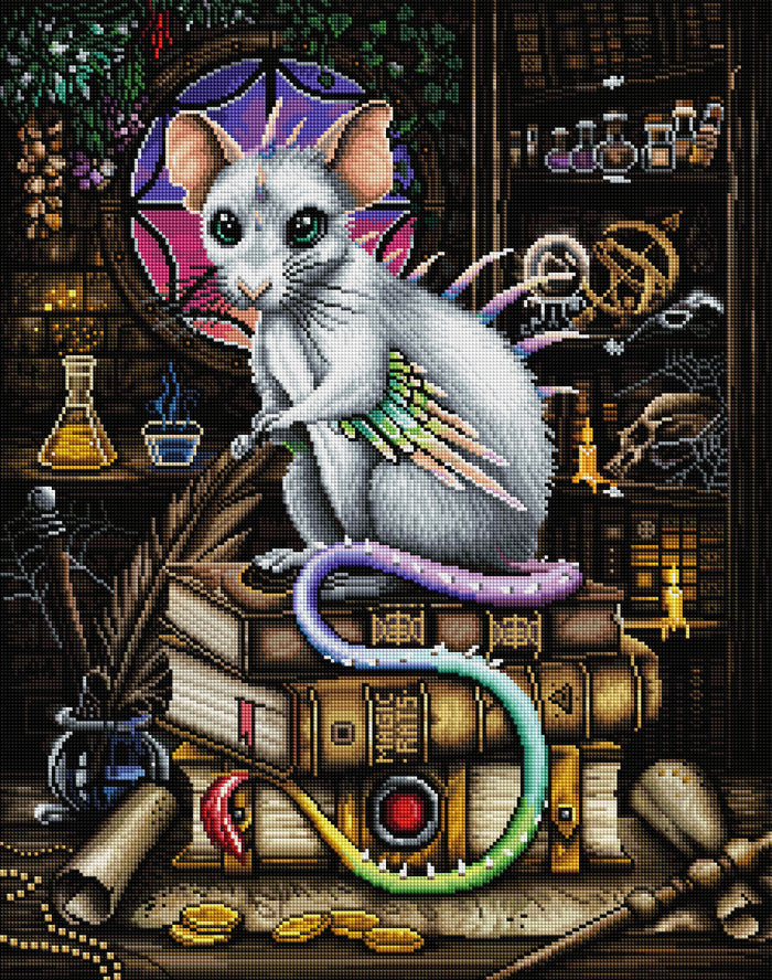 Diamond Painting Magic Rats 22" x 28" (55.8cm x 70.7cm) / Square with 72 Colors including 2 ABs, 1 Iridescent Diamonds and 1 Fairy Dust Diamonds / 63,616