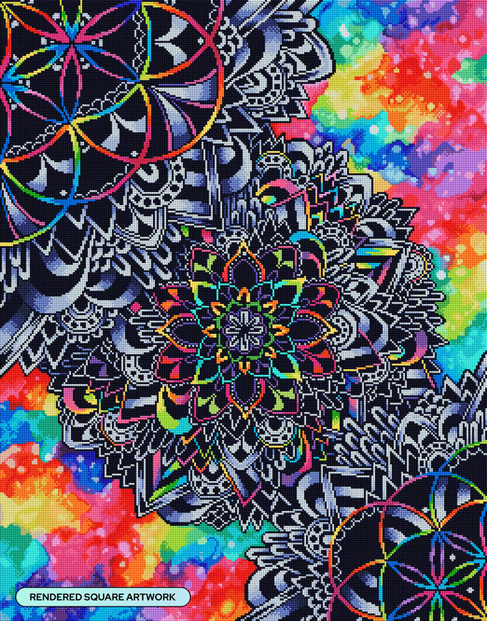 Diamond Painting Mandala Vibez 25.6" x 32.7" (65cm x 82.9cm) / Square with 58 Colors including 1 AB and 5 Fairy Dust Diamonds / 86,913