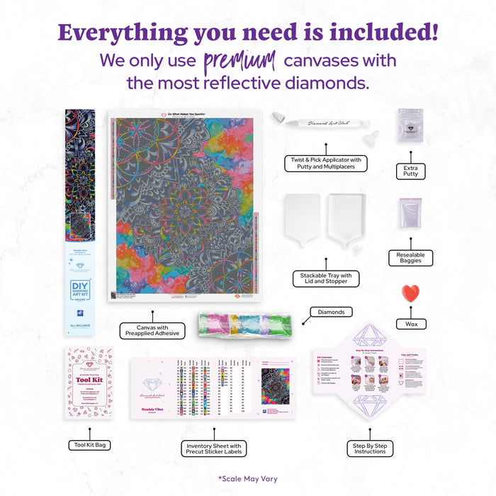 Diamond Painting Mandala Vibez 25.6" x 32.7" (65cm x 82.9cm) / Square with 58 Colors including 1 AB and 5 Fairy Dust Diamonds / 86,913