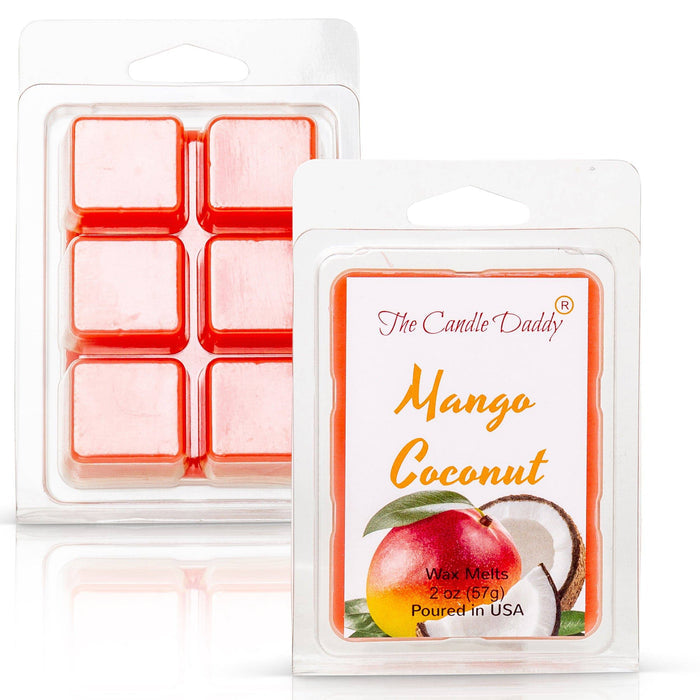 Mango Coconut - Tropical Mango & Coconut Scented Melt- Maximum Scent Wax Cubes/Melts- 1 Pack -2 Ounces- 6 Cubes - The Candle Daddy