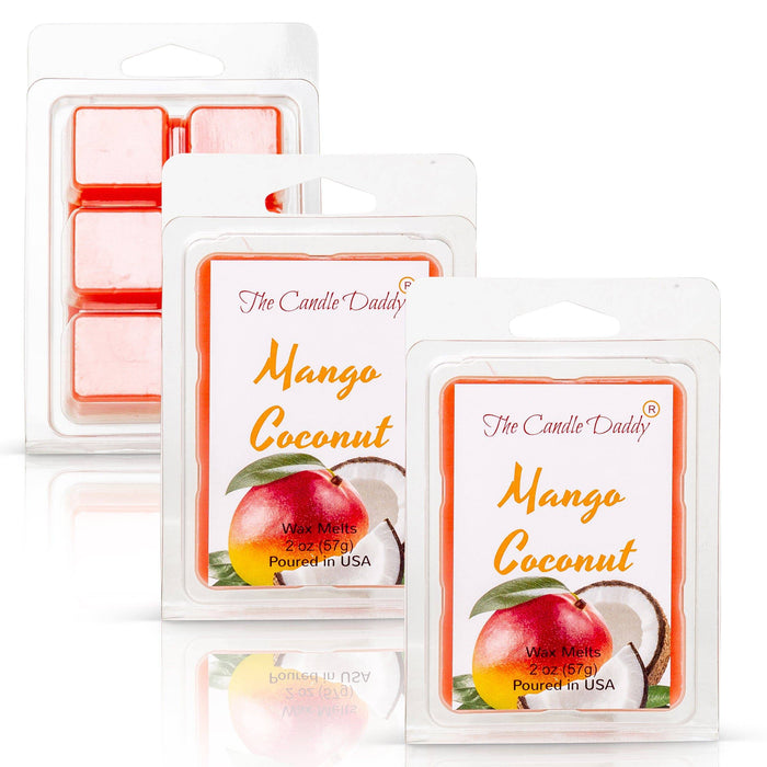 Mango Coconut - Tropical Mango & Coconut Scented Melt- Maximum Scent Wax Cubes/Melts- 1 Pack -2 Ounces- 6 Cubes - The Candle Daddy