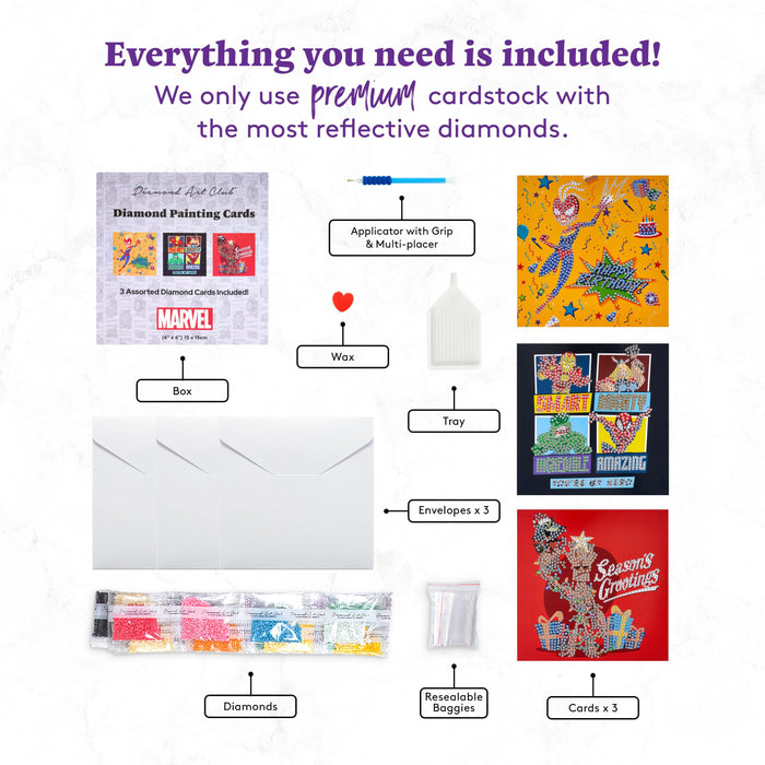 Diamond Painting Marvel™ DIY Cards (3-Pack) 5.9" x 5.9" (15cm x 15cm) / Round