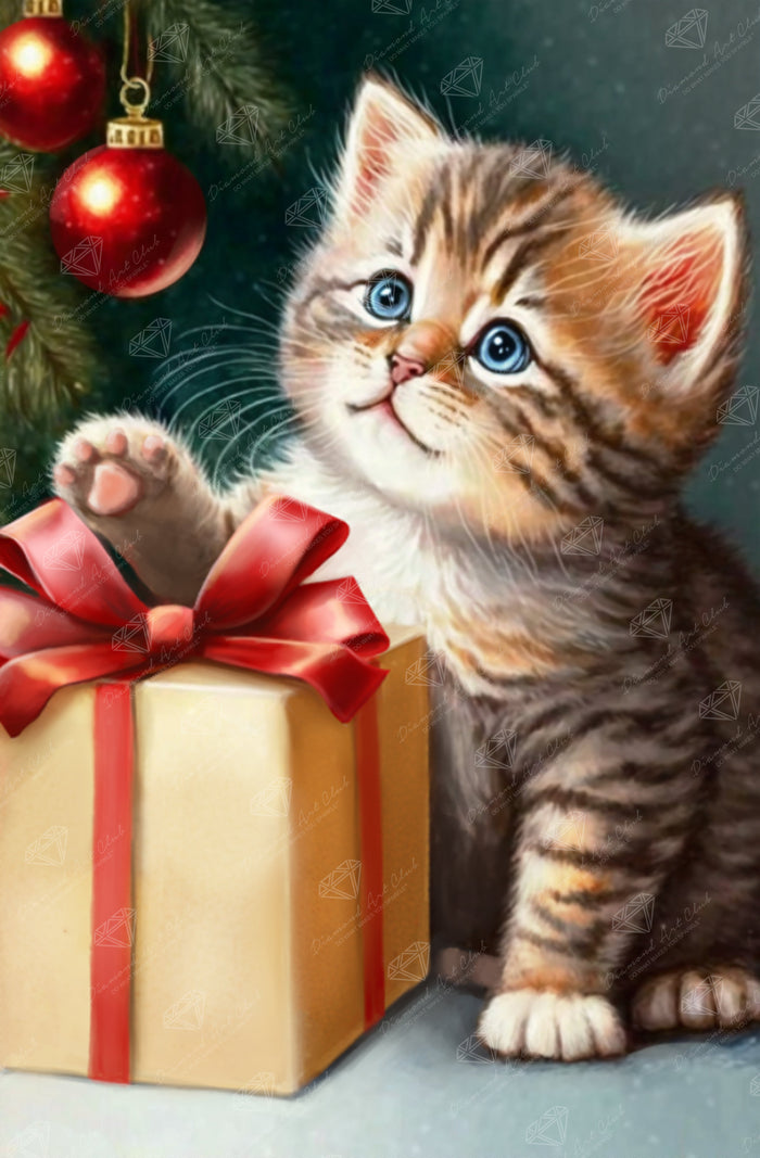 Diamond Painting Meowy Christmas 9" x 13.8" (23cm x 35cm) / Round with 43 Colors including 2 ABs and 1 Fairy Dust Diamond / 10,250