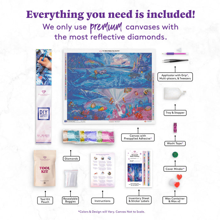 Diamond Painting Mermaid Baby Fantasy 34.7" x 27.6" (88cm x 70cm) / Square with 75 Colors including 5 ABs and 2 Fairy Dust Diamonds / 99,193