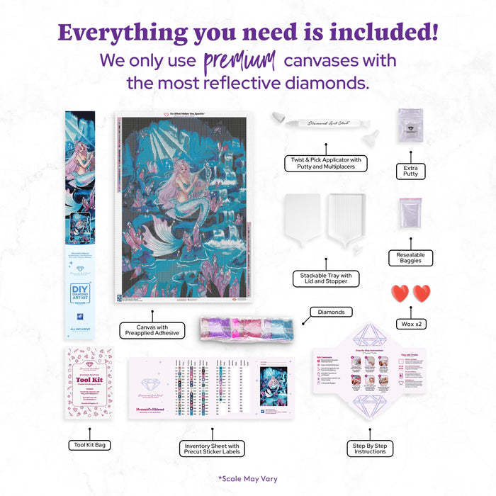 Diamond Painting Mermaid's Hideout 27.6" x 39.8" (69.9cm x 100.8cm) / Square with 64 Colors including 1 AB and 2 Iridescent Diamonds and 3 Fairy Dust Diamonds / 113,805