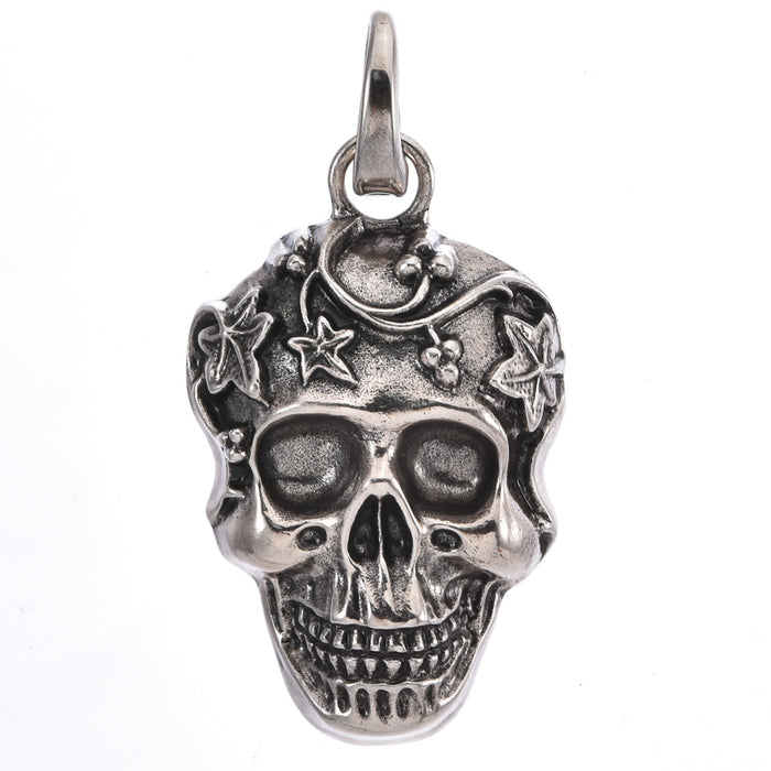 Metallic Skull Enchanted Forest Open Ring Charm (Silver Ox)