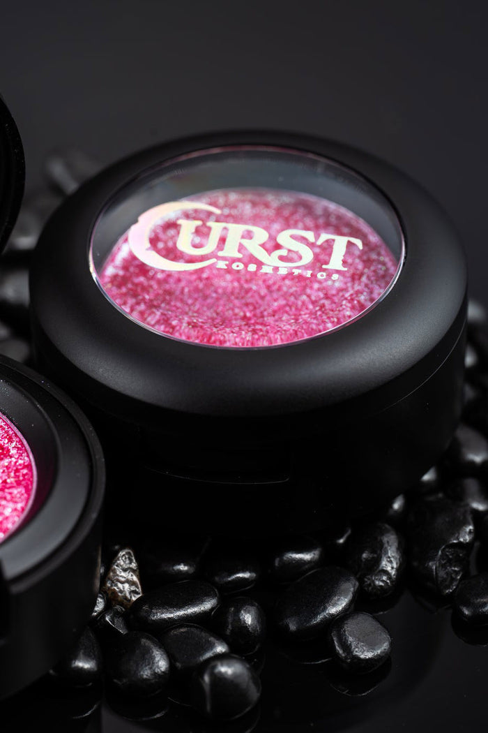bright pink glittery eye shadow