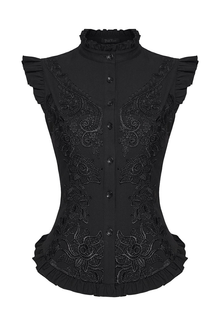 high collared victorian sleeveless top  by punk rave