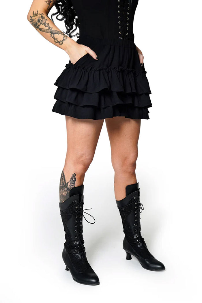 high rise black bloomer shorts