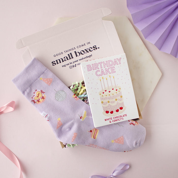 Mini Birthday Chocolate and Socks | Ready To Go Letterbox TreatBox