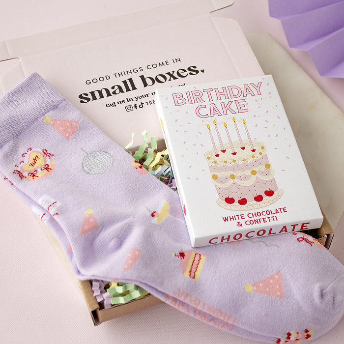 Mini Birthday Chocolate and Socks | Ready To Go Letterbox TreatBox