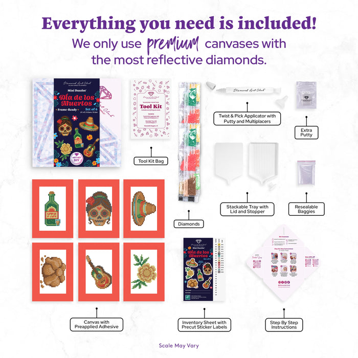 Diamond Painting Mini Dazzles™ - Dia de los Muertos 4" x 6" (10.2cm x 15.2cm) / Square With 14 Colors Including 14 Fairy Dust Diamonds / 4,024
