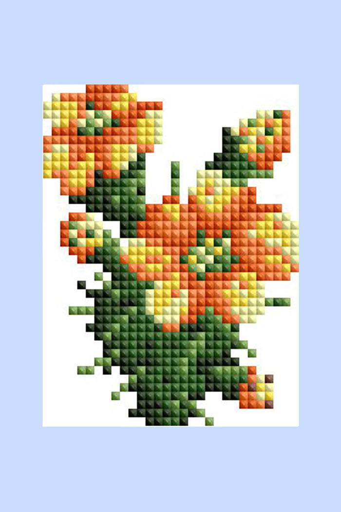 Diamond Painting Exotic Flower Set 3x4"(7.6cm"x10.2cm) / Square With 23 Colors Including 1 AB and 21 Fairy Dust Diamonds / 4,823