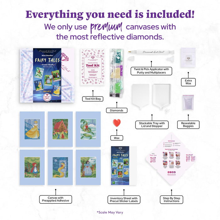 Diamond Painting Mini Dazzles™ - Fairy Tales 4" x 6" (10.2cm x 15.2cm) / Square With 27 Colors Including 1 AB and 26 Fairy Dust Diamonds / 7,200
