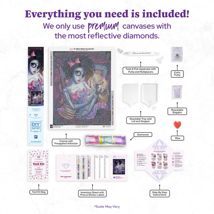 Diamond Painting Miss Understood 22" x 28" (56cm x 71cm) / Square with 49 Colors including 5 ABs / 62,101