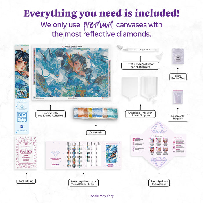 Diamond Painting Mizuchira 33" x 22" (83.6cm x 55.8cm) / Square with 64 Colors including 1 AB and 1 Electro Diamond and 4 Fairy Dust Diamonds / 75,264