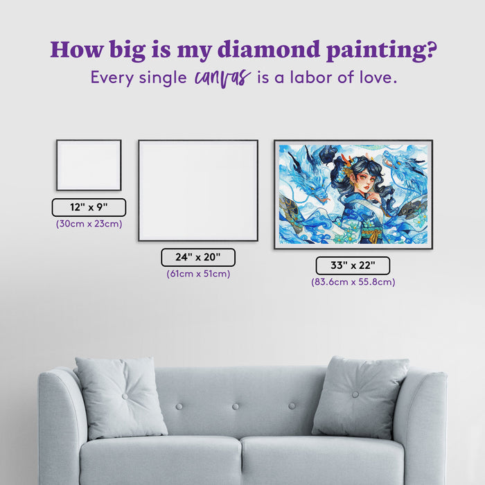 Diamond Painting Mizuchira 33" x 22" (83.6cm x 55.8cm) / Square with 64 Colors including 1 AB and 1 Electro Diamond and 4 Fairy Dust Diamonds / 75,264