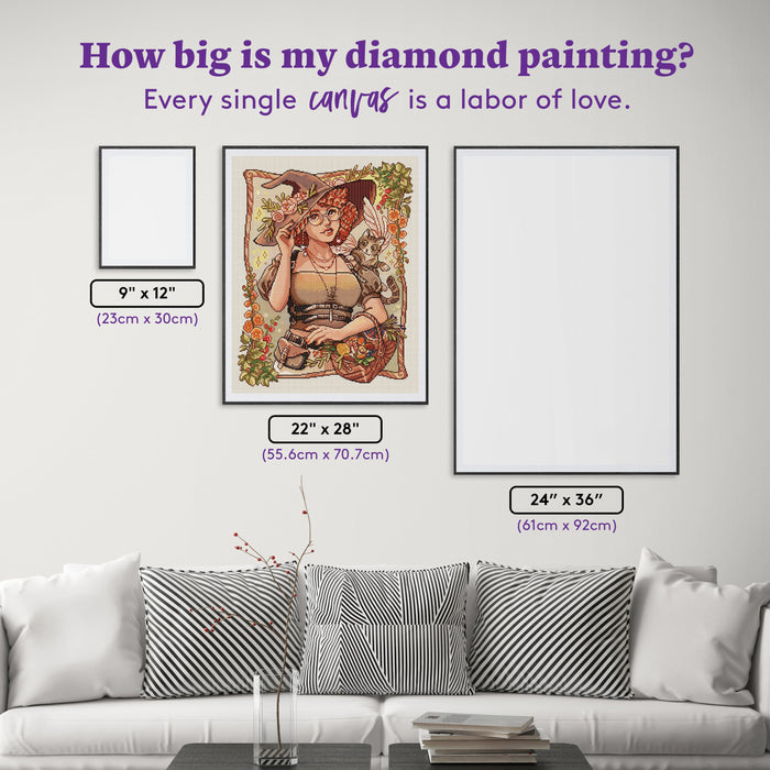 Diamond Painting Modern Witch 22" x 28" (55.6cm x 70.7cm) / Round with 49 Colors including 2 ABs and 5 Fairy Dust Diamonds / 51,914
