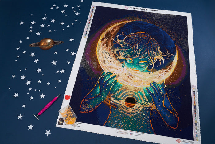 Diamond Painting Moon Eater 23.6" x 30.7" (60cm x 78cm) / Square with 42 Colors including 3 ABs, 1 Iridescent Diamond, and 2 Fairy Dust Diamonds / 75,433