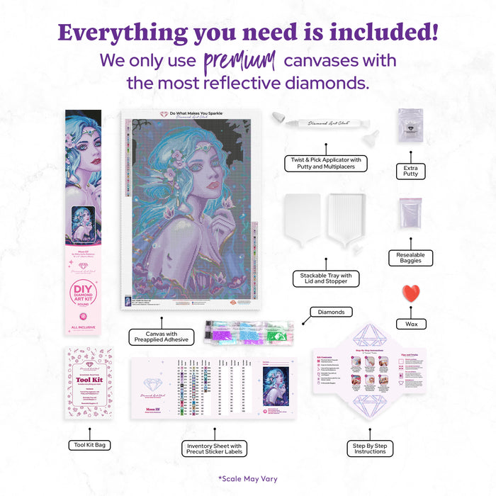 Diamond Painting Moon Elf 18" x 27″ (46cm x 69cm) / Round with 43 Colors including 2 ABs / 40,097