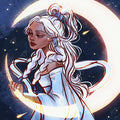 Diamond Painting Moon Goddess 22" x 22″ (56cm x 56cm) / Round with 42 Colors including 4 ABs / 39,601