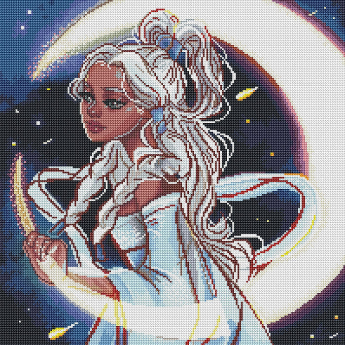 Diamond Painting Moon Goddess 22" x 22″ (56cm x 56cm) / Round with 42 Colors including 4 ABs / 39,601