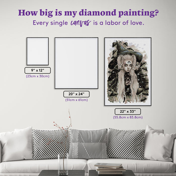 Diamond Painting Moon Witch 22" x 33" (55.8cm x 83.8cm) / Round with 23 Colors including 1 ABs and 2 Fairy Dust Diamonds / 59,501