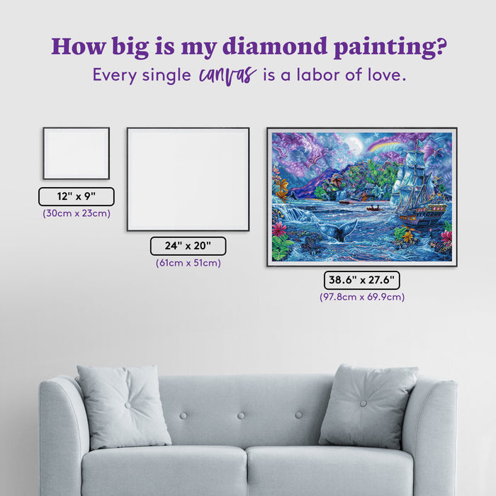 Diamond Painting Moonlight Paradise 38.6" x 27.6" (97.8cm x 69.9cm) / Square with 58 Colors including 3 ABs and 3 Fairy Dust Diamonds / 110,433