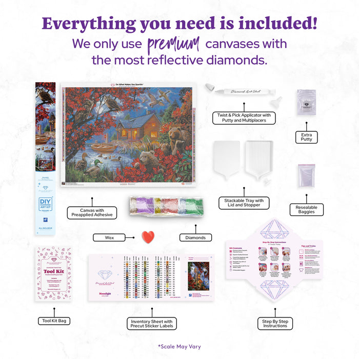 Diamond Painting Moonlight 37" x 27.6" (93.8cm x 69.9cm) / Square with 84 Colors including 2 ABs and 6 Fairy Dust Diamonds / 105,937