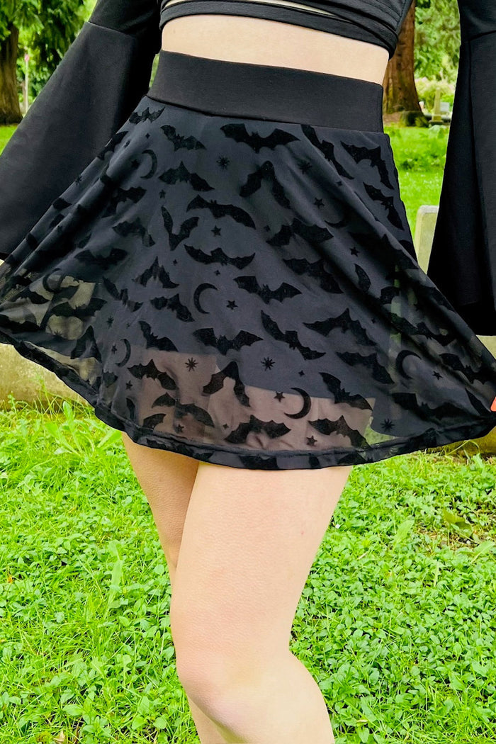 gothic high waisted bat skirt skort