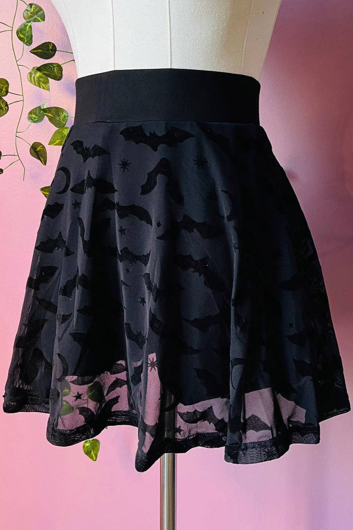 high waisted bat skirt with built-in shorts