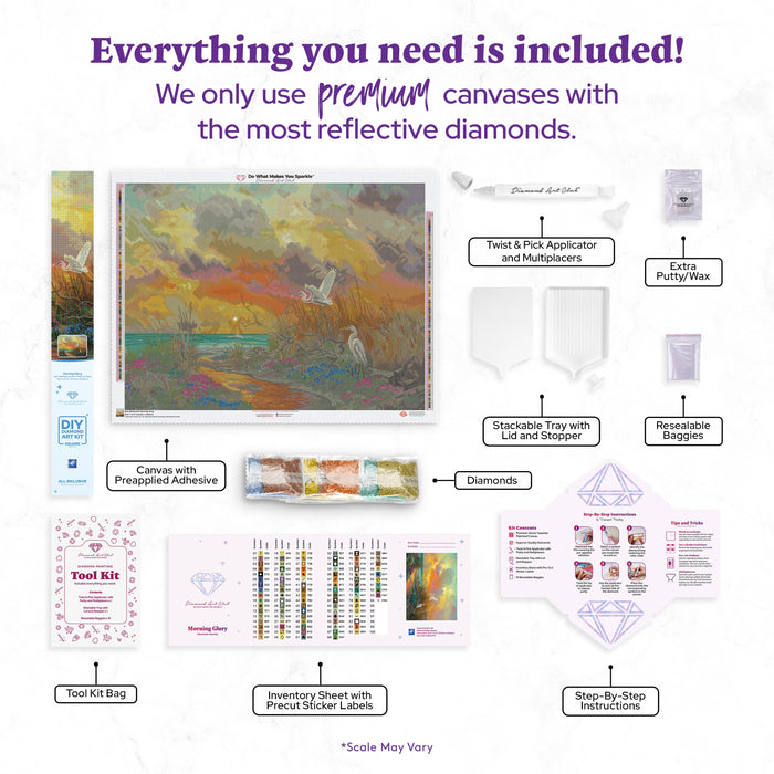 Diamond Painting Morning Glory 36.6" x 27.6" (92.8cm x 69.9cm) / Square with 94 Colors including 1 AB and 6 Fairy Dust Diamonds / 104,813